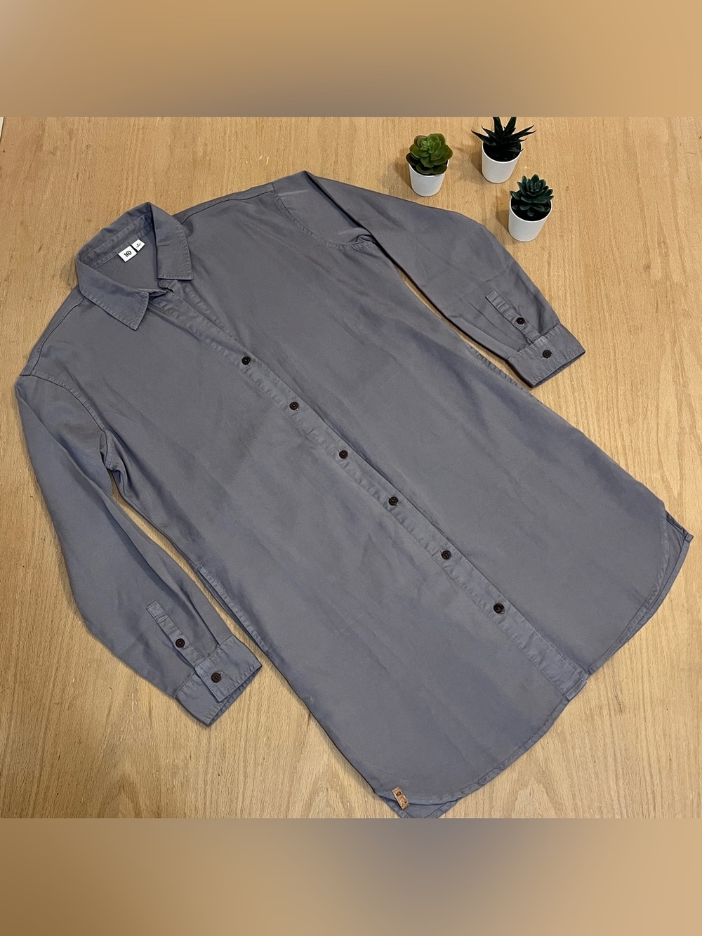 Tentree Women's Loose-Fit Mid-Length Tencel Grey Shirt Dress with Pockets